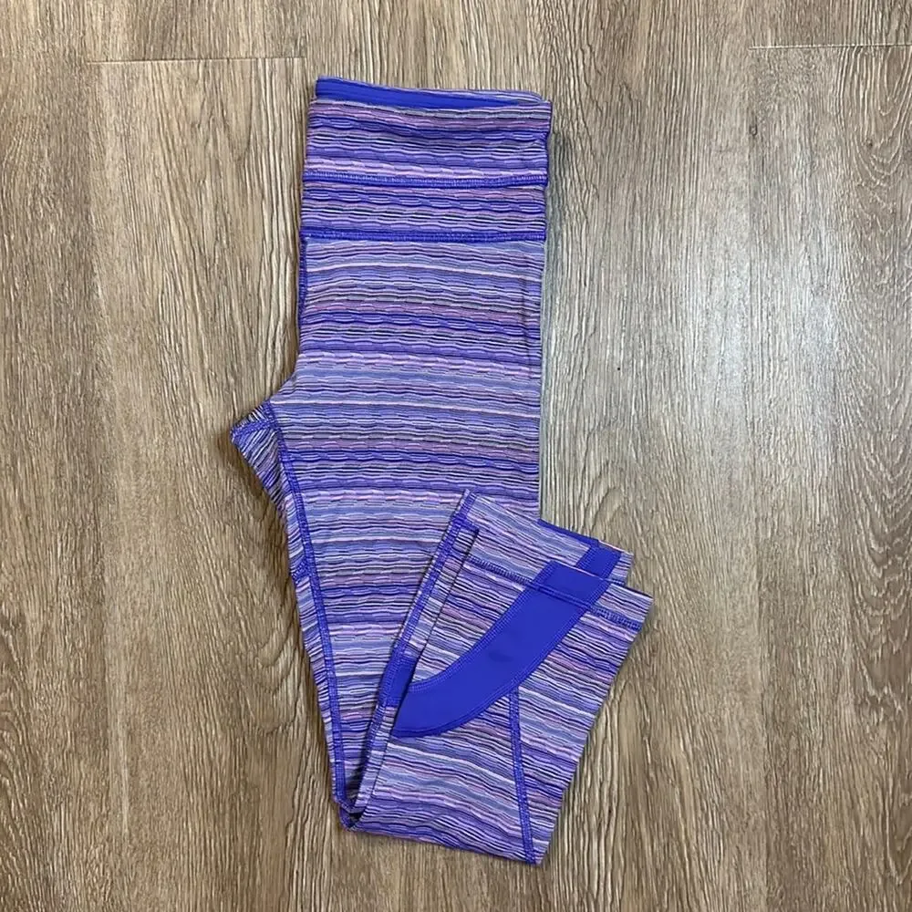 Lululemon Run Inspire Crop II Leggings Space Dye Twist Iris Flower‎ Pink Shell 4